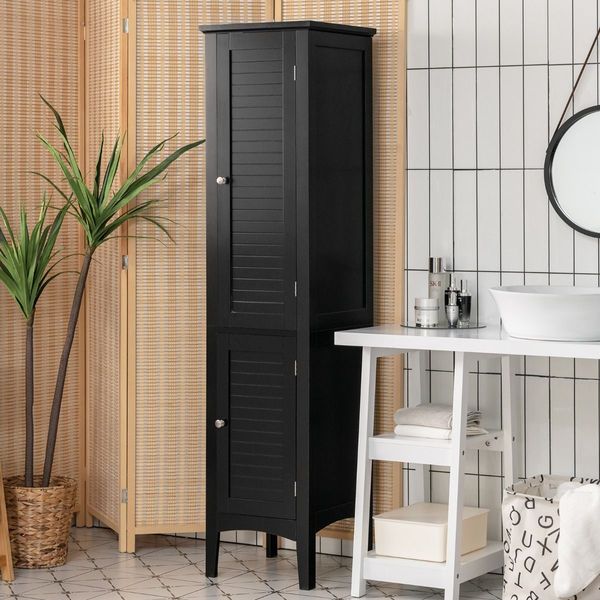 5-Tier Bathroom High Cabinet with 2 Shelves with Doors