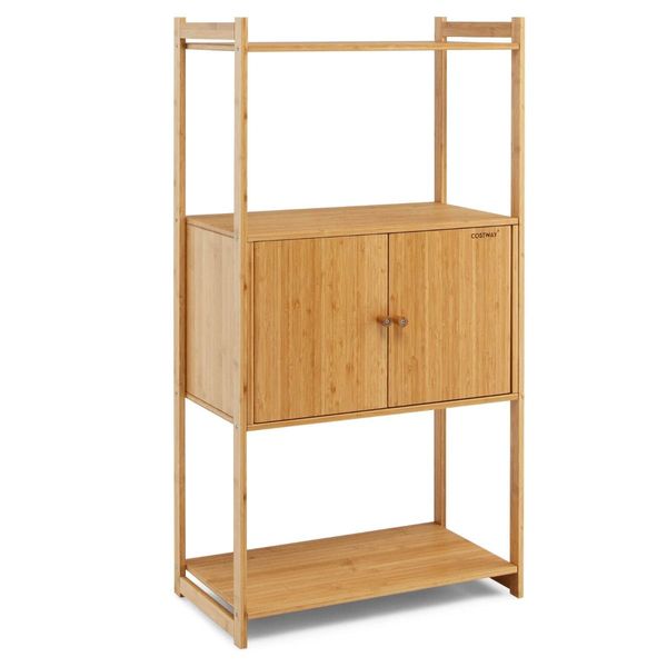 Bamboo Storage Cabinet with 3 Shelves for Bathroom