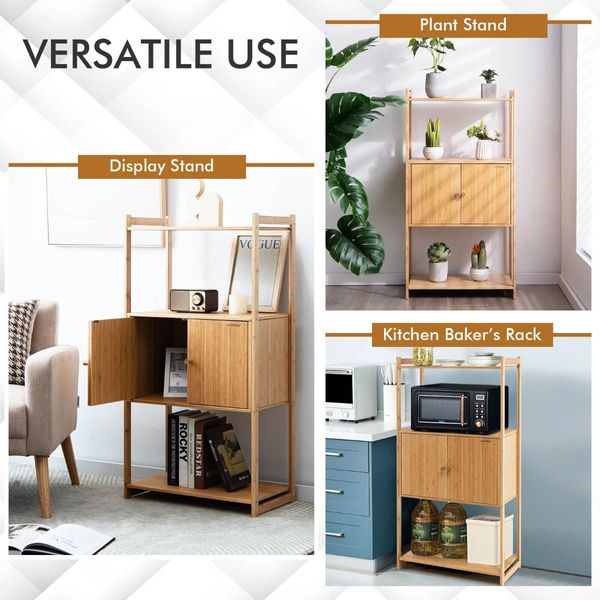 Bamboo Storage Cabinet with 3 Shelves for Bathroom