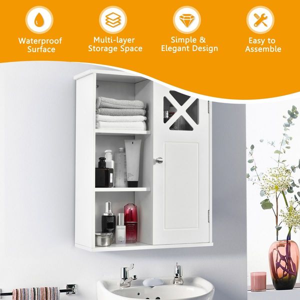 Wall-mounted Bathroom Medicine Cabinet with Adjustable Shelves