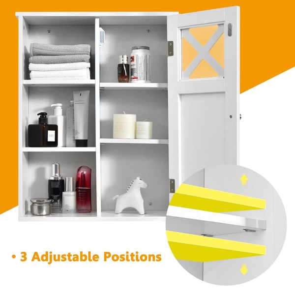 Wall-mounted Bathroom Medicine Cabinet with Adjustable Shelves