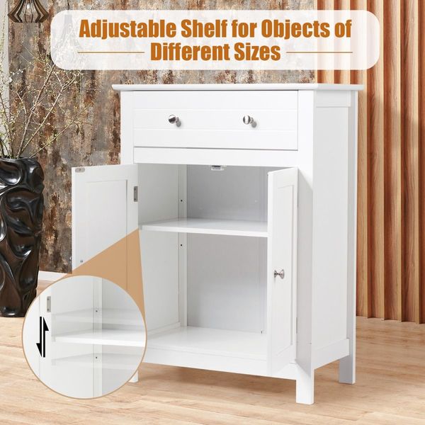 Cabinet with Drawer and Adjustable Shelf for Bathroom/Living Room