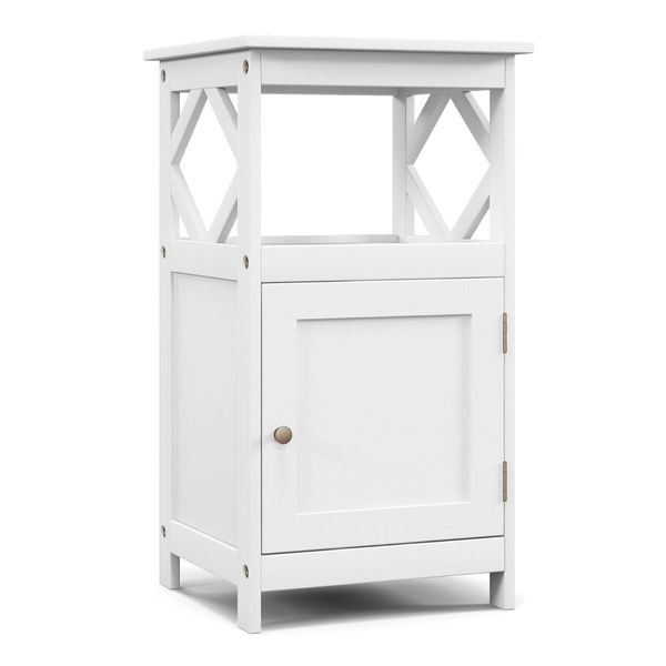 Single Door Storage Cabinet with Open Compartment for Home Living