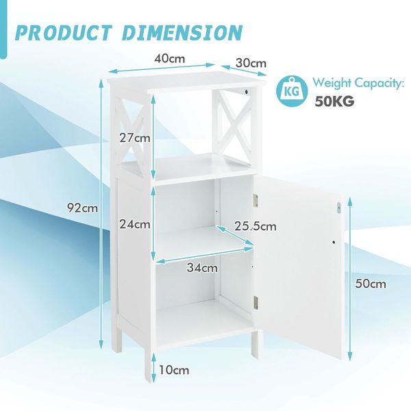 Modern Bathroom Storage Cabinet with Open Compartment & Adjustable Shelf