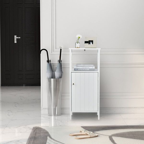 Modern Bathroom Storage Cabinet with Open Compartment & Adjustable Shelf