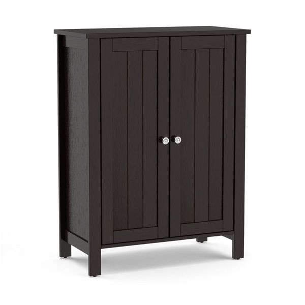 Bathroom Floor Storage Cabinet with Double Door & Adjustable Shelf