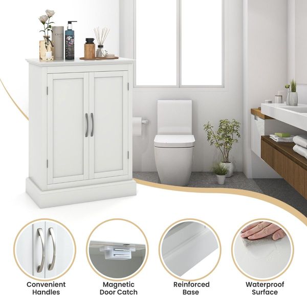 Bathroom Floor Cabinet with Adjustable Shelves & Anti-toppling Device