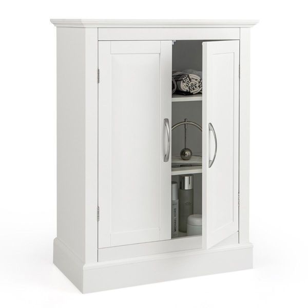 Bathroom Floor Cabinet with Adjustable Shelves & Anti-toppling Device