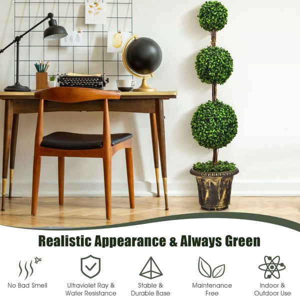 120cm Topiary Artificial Tree with Realistic Leaves for Home/Office/Indoor and Outdoor Use