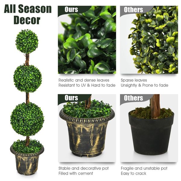 120cm Topiary Artificial Tree with Realistic Leaves for Home/Office/Indoor and Outdoor Use