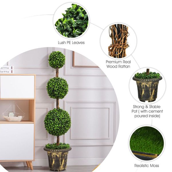 120cm Topiary Artificial Tree with Realistic Leaves for Home/Office/Indoor and Outdoor Use