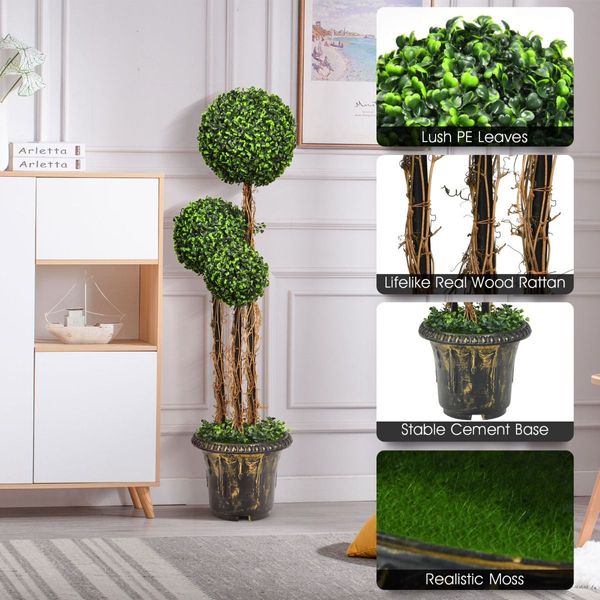 120cm Topiary Artificial Tree with Decorative Pot for Home, Office, Indoor and Outdoor Use