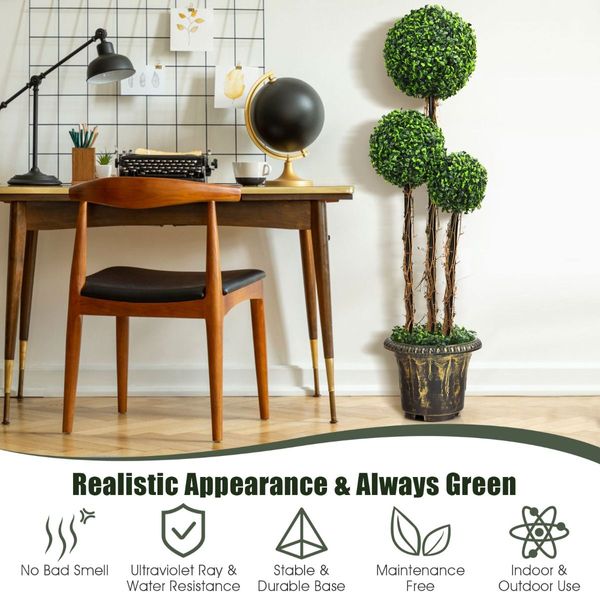 120cm Topiary Artificial Tree with Decorative Pot for Home, Office, Indoor and Outdoor Use