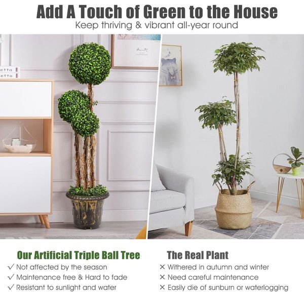 120cm Topiary Artificial Tree with Decorative Pot for Home, Office, Indoor and Outdoor Use