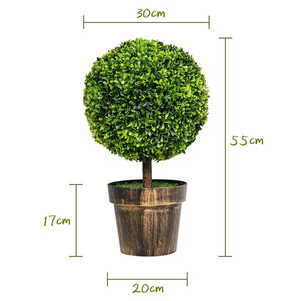 2 Pieces 55cm Round Artificial Boxwood Topiary Trees