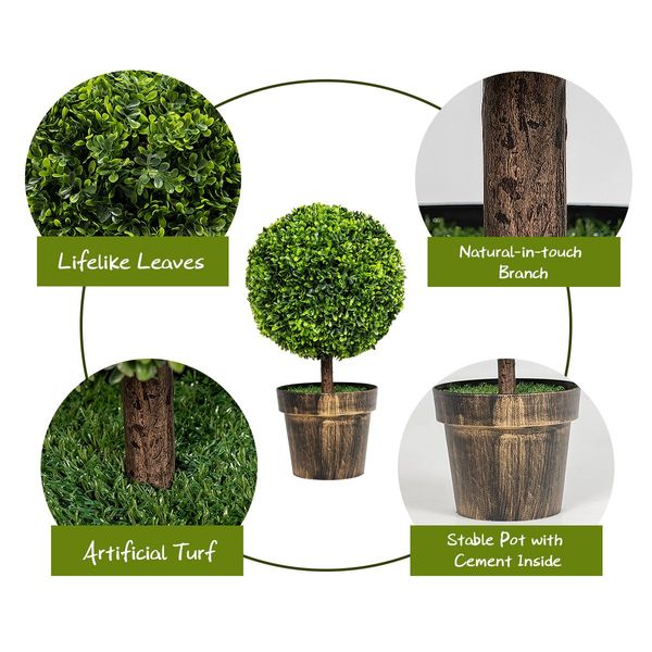 2 Pieces 55cm Round Artificial Boxwood Topiary Trees