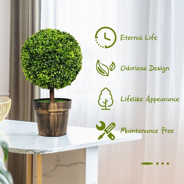 2 Pieces 55cm Round Artificial Boxwood Topiary Trees