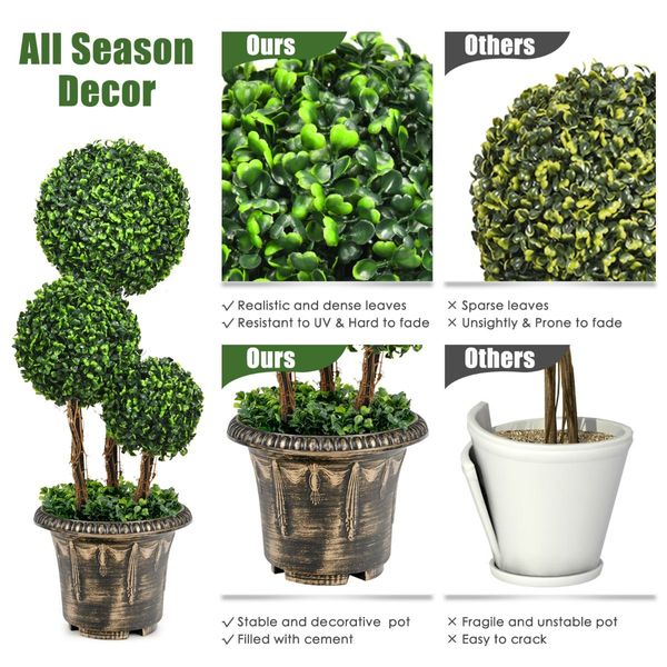 75cm Topiary Artificial Tree with Realistic Leaves