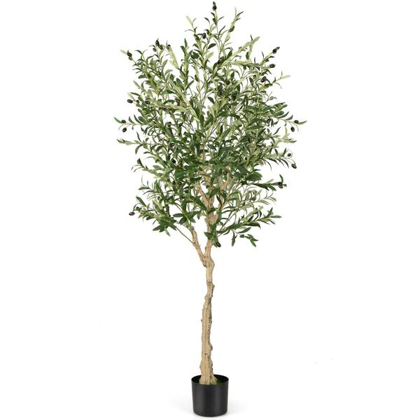 2-Pack Artificial Olive Tree with 1296 Leaves for Office