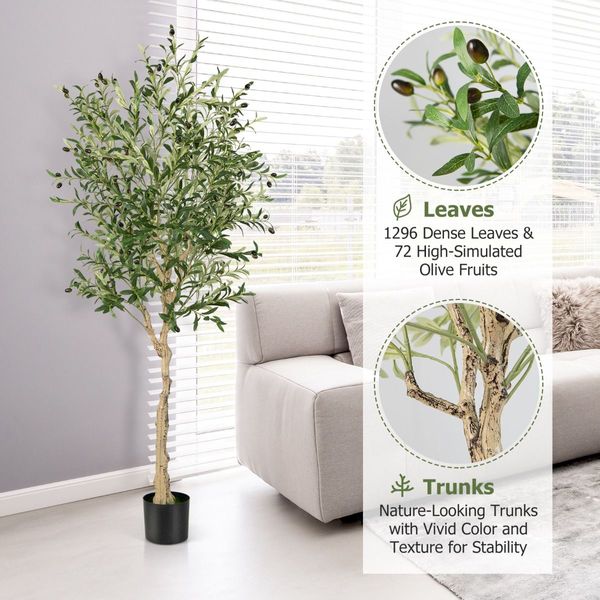 2-Pack Artificial Olive Tree with 1296 Leaves for Office