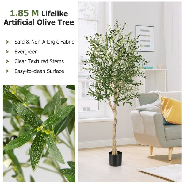 2-Pack Artificial Olive Tree with 1296 Leaves for Office