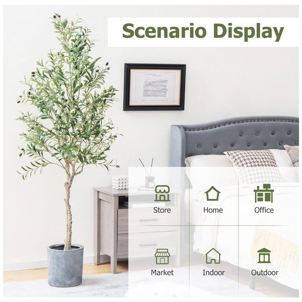 2-Pack Artificial Olive Tree with 1296 Leaves for Office