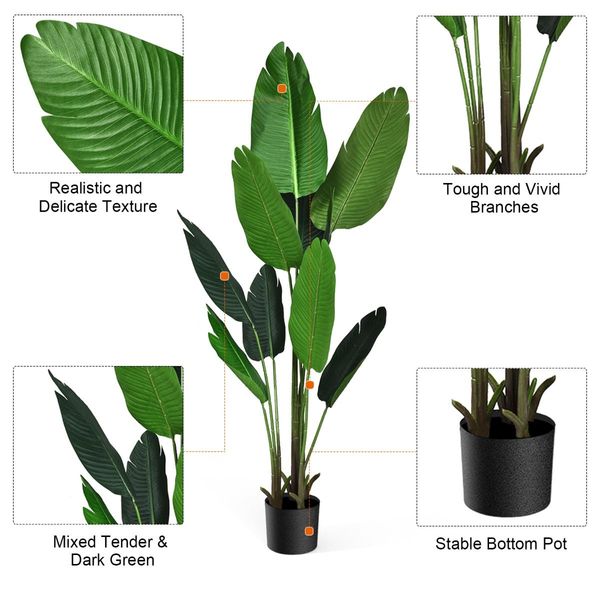 1.6M Artificial Tropical Palm Tree Fake Plant with Gift Black Pot