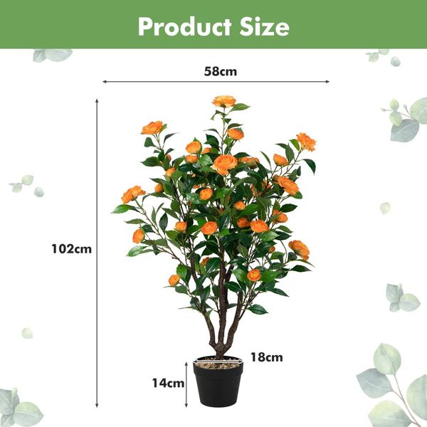 3.3 FT Artificial Camellia Tree with 37 Yellow Flowers