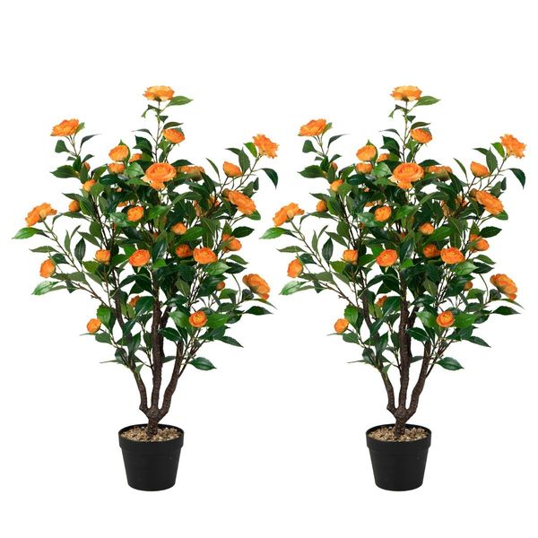 3.3 FT Artificial Camellia Tree with 37 Yellow Flowers