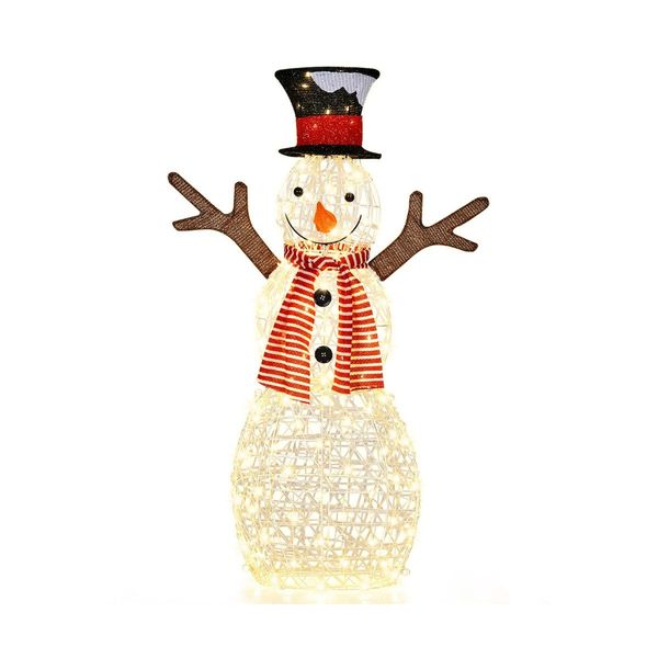 Lighted Standing Snowman with Ground Stakes for Decorations