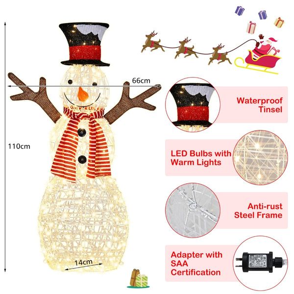 Lighted Standing Snowman with Ground Stakes for Decorations