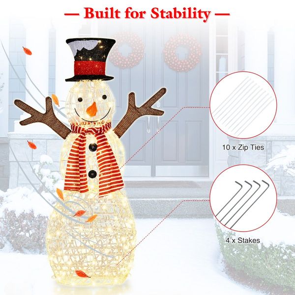 Lighted Standing Snowman with Ground Stakes for Decorations