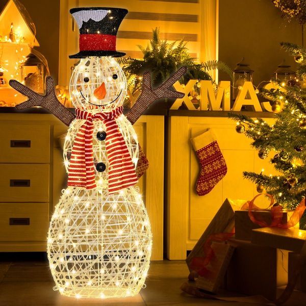 Lighted Standing Snowman with Ground Stakes for Decorations