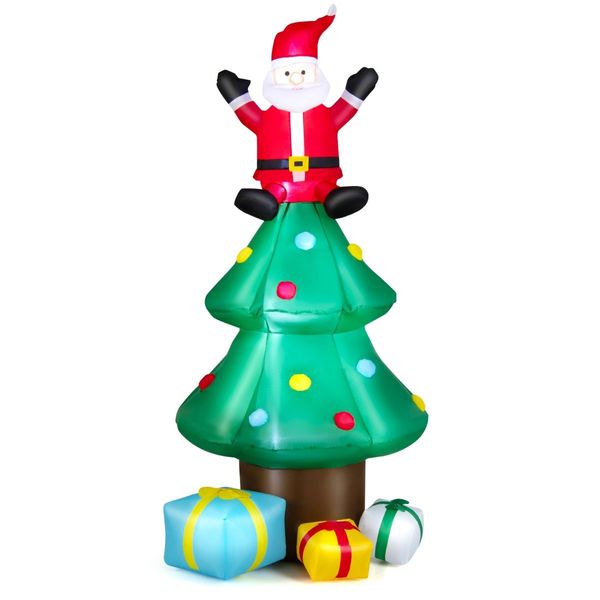 210 CM Blow-up Christmas Tree with Santa Claus for Lawn & Home &Party