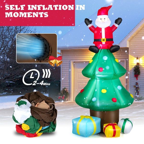 210 CM Blow-up Christmas Tree with Santa Claus for Lawn & Home &Party