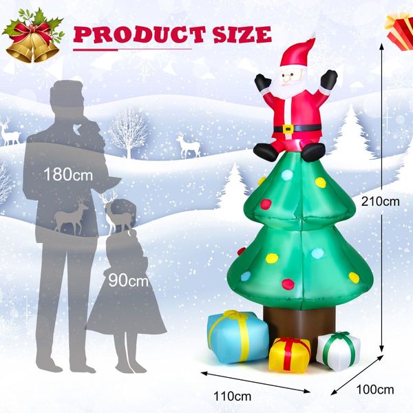 210 CM Blow-up Christmas Tree with Santa Claus for Lawn & Home &Party