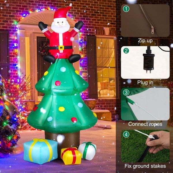 210 CM Blow-up Christmas Tree with Santa Claus for Lawn & Home &Party