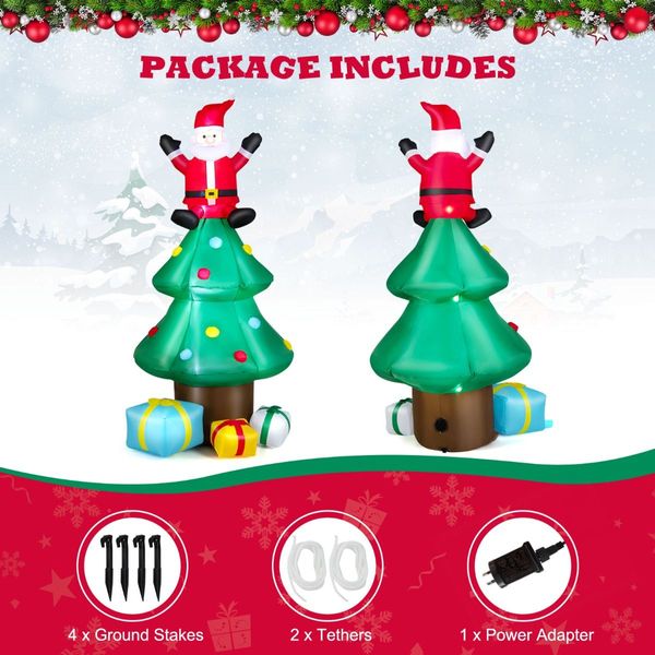 210 CM Blow-up Christmas Tree with Santa Claus for Lawn & Home &Party