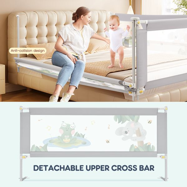 Bed Rail Bedrail Queen Kids Safety Side Guard Barrier Toddler Child Cot Fence Folding Adjustable Baby Protector 200x100cm Breathable Mesh