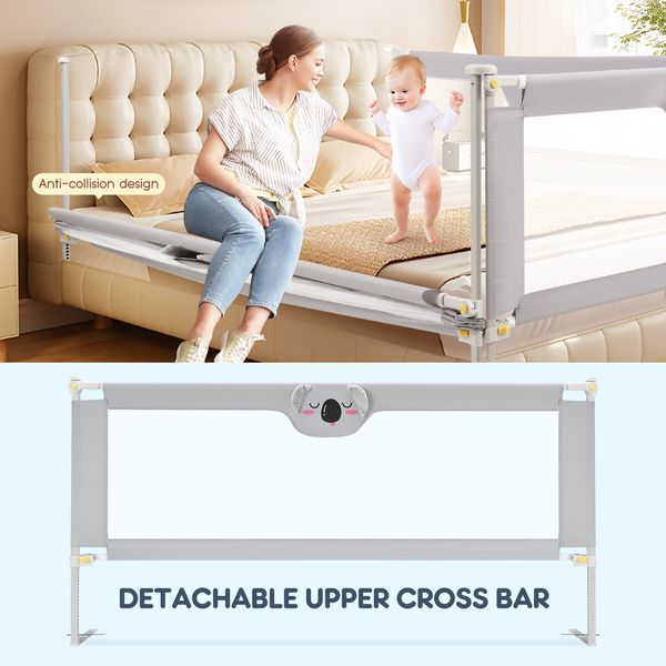 Bed Rail Bedrail Baby Safety Guard Queen Size Kids Child Toddler Cot Security Fence Barrier Adjustable Folding Fall Protection 200x100cm Koala