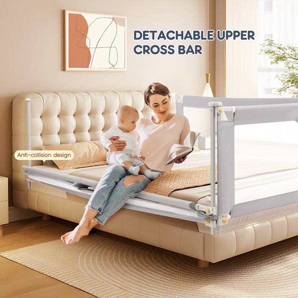 Toddler Bed Rail King Side Bedrail Folding Safety Guard Baby Child Cot Fence Barrier Fall Protection 3Pcs 100cm Height Adjustable Koala Design