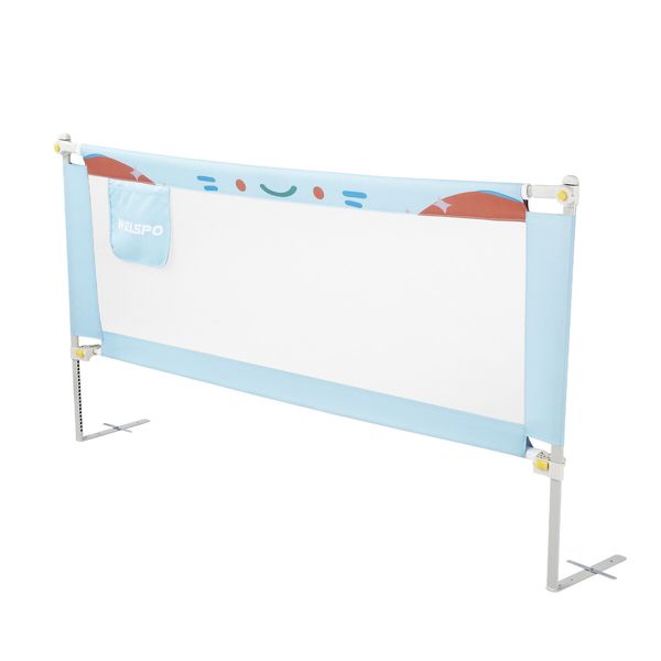 Kids Bed Rail Bedrail Baby Safety Guard Queen Size Adjustable Folding Child Toddler Cot Security Fence Barrier Fall Protection 200x100cm Smurfs