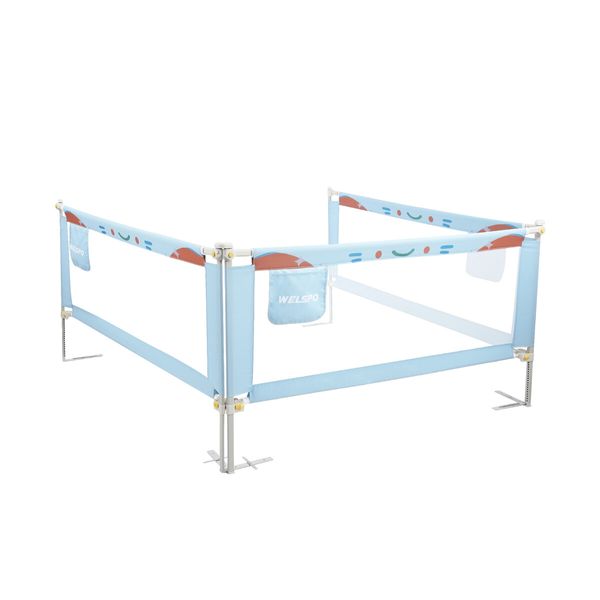 Kids Bed Rail 3 Piece Bedrails Queen Toddler Side Safety Guard Barrier Adjustable Child Cot Fence Baby Fall Protection Fabric Double Lock Smurfs