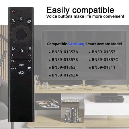 BN59-01385A Voice Remote Control Replacement for Samsung Smart TVs, for Samsung TV Remote with Voice Function, for Samsung Crystal UHD QLED Curved 4K 8K Smart TVs Q60BD/QN85BD/Q60B/QN85B/Q80