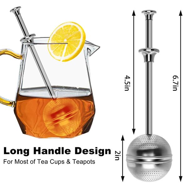 2Pcs Handle Tea Ball Strainer Premium Tea Infuser Filter for Loose Leaf Tea Reusable Fine Mesh Tea for Cup and Teapot