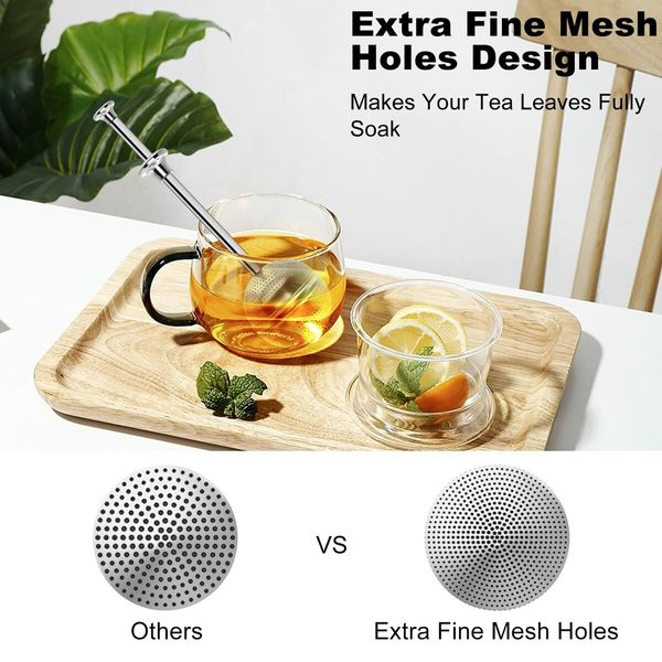 2Pcs Handle Tea Ball Strainer Premium Tea Infuser Filter for Loose Leaf Tea Reusable Fine Mesh Tea for Cup and Teapot