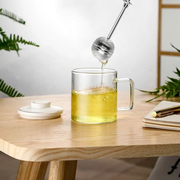 2Pcs Handle Tea Ball Strainer Premium Tea Infuser Filter for Loose Leaf Tea Reusable Fine Mesh Tea for Cup and Teapot