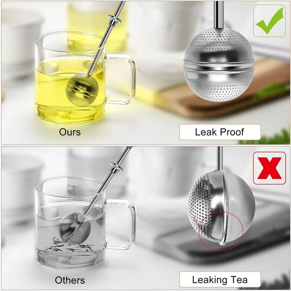 2Pcs Handle Tea Ball Strainer Premium Tea Infuser Filter for Loose Leaf Tea Reusable Fine Mesh Tea for Cup and Teapot