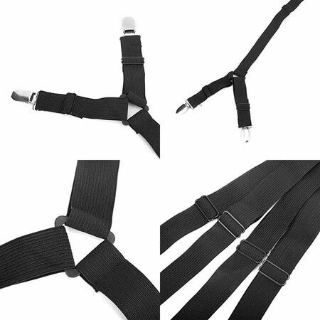 6 Sides Bed Sheet Clips Fasteners Adjustable Elastic Sheet Straps Holder for 1.5-2.5M Size Bed Sheet (Black)