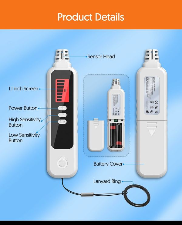 Gas Leak Detector, Natural Gas Detector High Sensitivity with LCD Display，Portable Gas Sniffer to Locate Gas Leak Sources Methane, Propane for Home